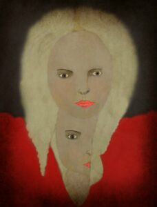 Dipinto di due figure a busto in stile rococò, una che emerge dall'altra.