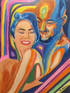Ritratto colorato e vibrante, opera “Genius” di Rosa Del Forno.