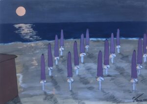 Luna Rossa, tempera su carta, 24x34 cm, anno 2000, presentata ed esposta al MoMA di New York a giugno 2026.