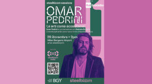 Omar Pedrini intervistato dall’autore di Radio Rai Gabriele Bròcani nell'area steelbloom all’interno di Milan Bergamo Airport