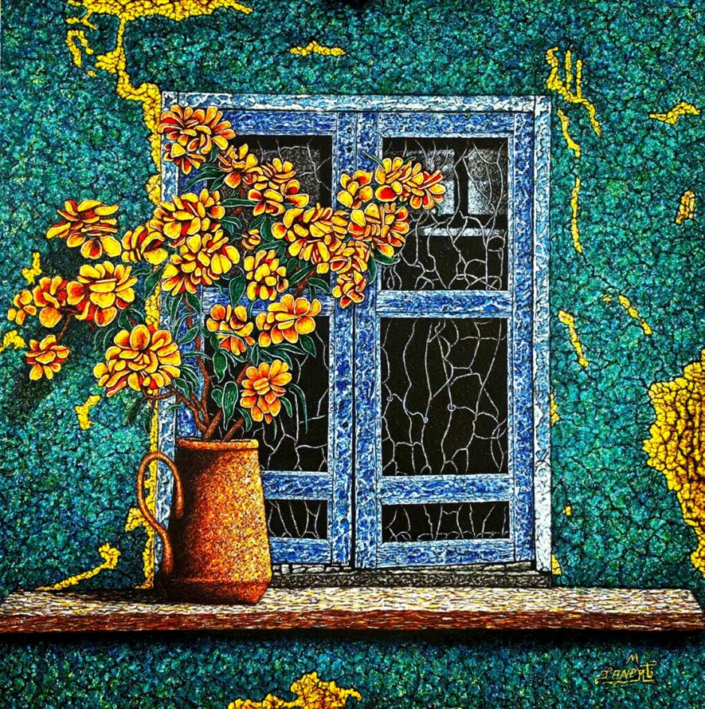 We have an old house in a vilige where i have been born and its by inheritance that is crumbling from outside and I started to painting it since last year. This paint is another combination that i painted.